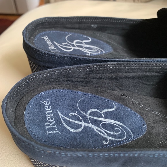 J Renee Navy Suede/“Snakeskin” Slides/Mules - Picture 4 of 6